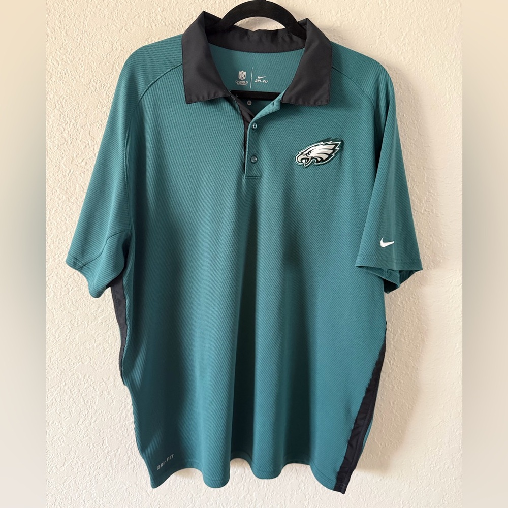 NFL OnField Nike Dri-Fit Philadelphia Eagles Short Sleeve Polo Shirt Men’s XL